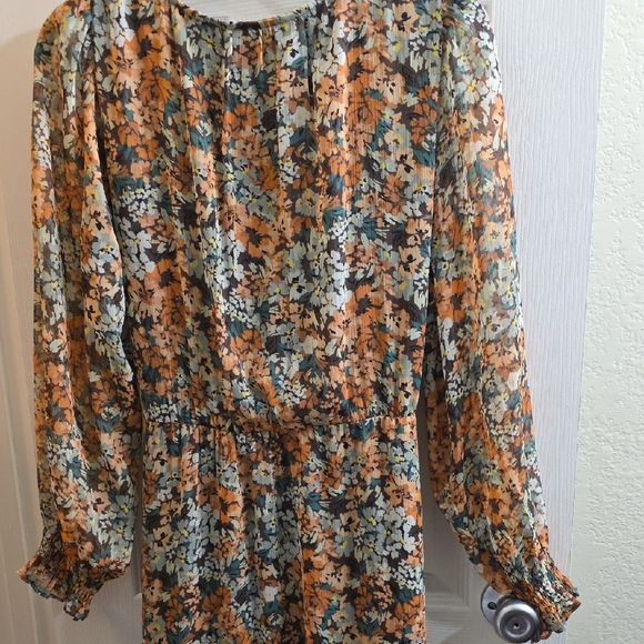 LC Lauren Conrad Autumn Floral Maxi Wrap Dress Size M - Picture 7 of 10